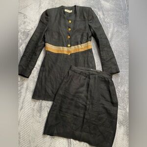 Vtg Sonia Rykiel France 100% Linen Skirt Suit 2 Piece Set 36/38 (US Small)